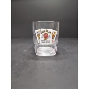 Jim Beam Bourbon Poker Cards Glass, 4.5" Whiskey Glass Kentucky Straight Bourbon